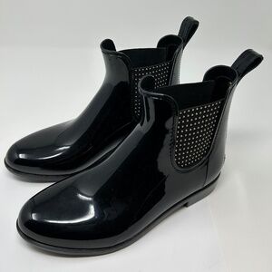 Bolvaint Paris Chelsea Ankle Black Studded Rain Boots Size 38 Spring ~ Outdoor!